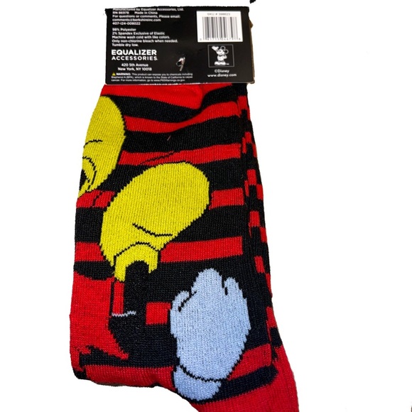 Disney Red and Black Mickey Mouse Crew Socks. NEW. Size 9-13 - Picture 2 of 2